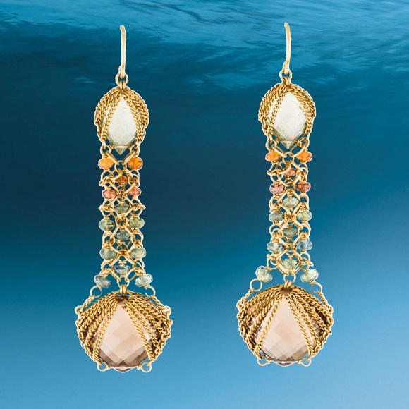 SOLD -Anthony Nak 18k Multicolored Sapphire Earrings - Picture 2 of 7